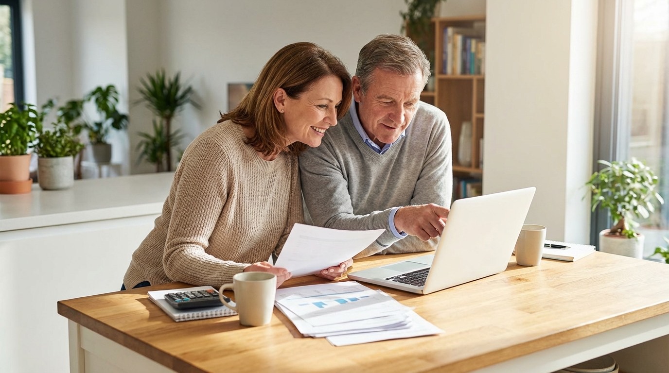 A borrower comparing safer alternatives to a payday loan on a laptop