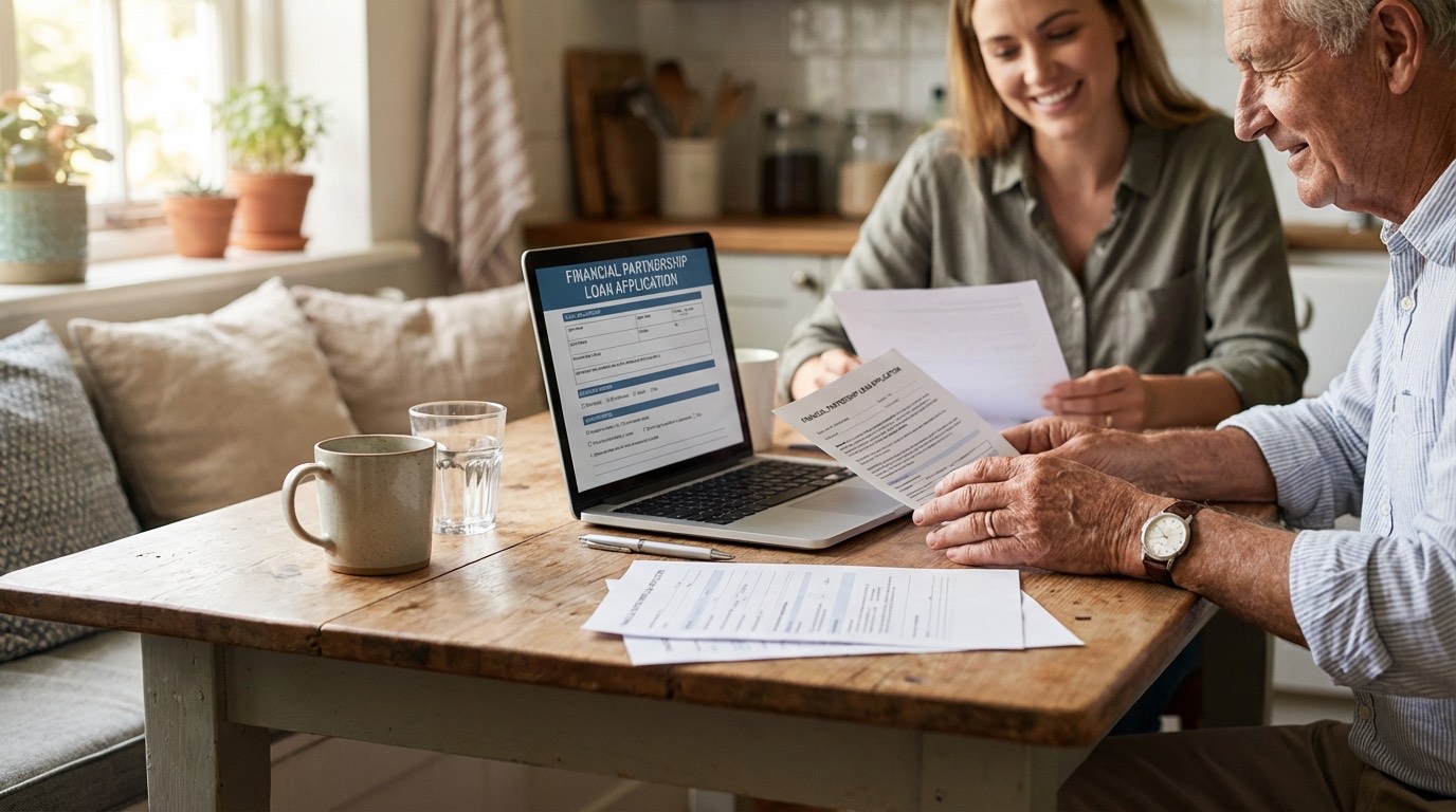 A borrower and cosigner completing a personal loan application together